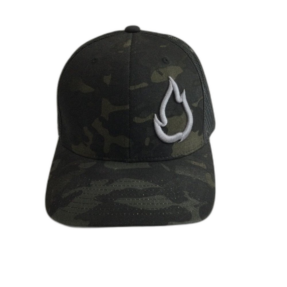The Classics Cap Hat Men’s Snapback Black Camo Truckers Embroidered Flame